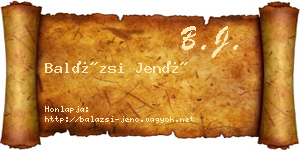 Balázsi Jenő névjegykártya